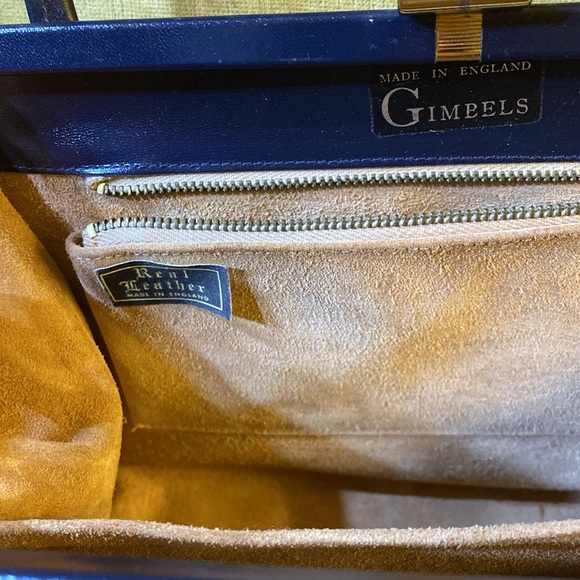 Vintage navy handbag by Gimbels, England - Picture 2 of 4